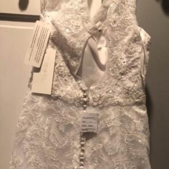 Jewel Lace Wedding Dress with Helter Neckline - Picture 9 of 11